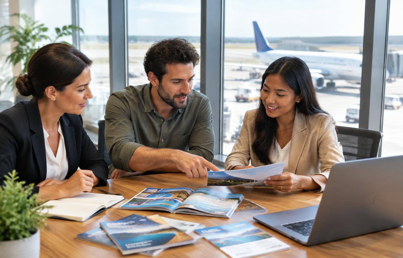 Travel professionals planning an itinerary together